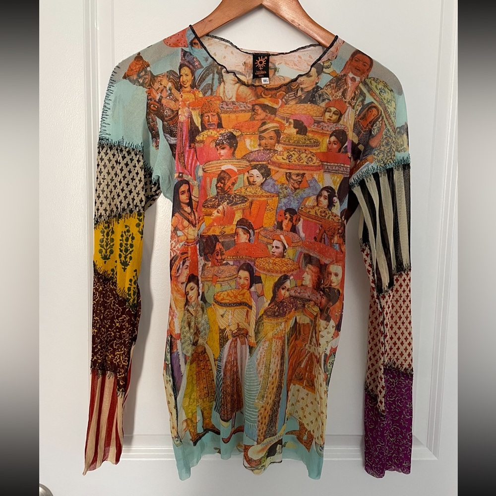 RARE Jean Paul Gautier Mesh Printed Sheer Top